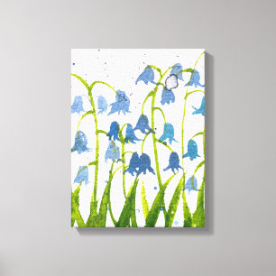 Bluebells Garden Woods Blue Floral Watercolor Canvas Print