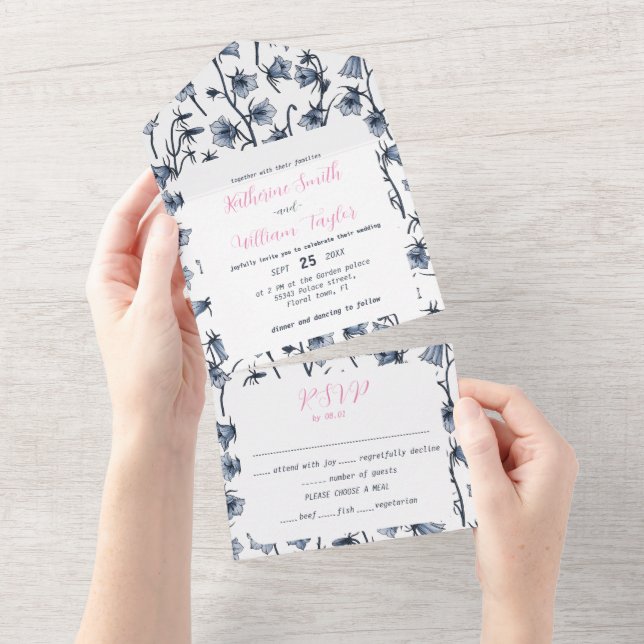 Bluebells, Harebells, Bellflowers All In One Invitation (Tearaway)