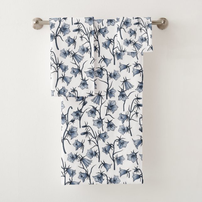 Bluebells, Harebells, Bellflowers Bath Towel Set (Insitu)