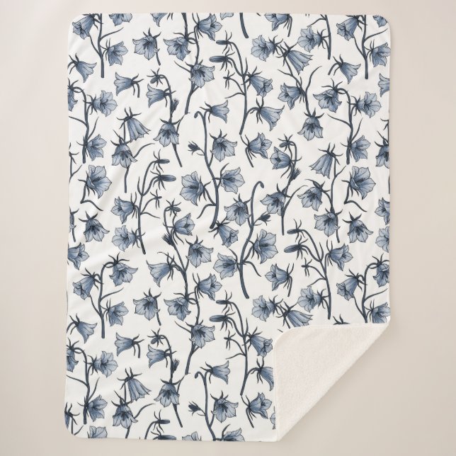 Bluebells, Harebells, Bellflowers Sherpa Blanket (Front)
