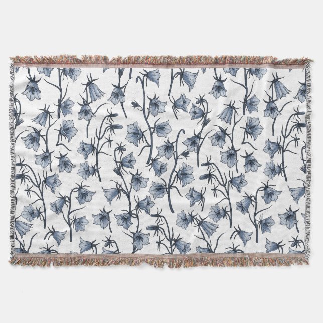 Bluebells, Harebells, Bellflowers Throw Blanket (Front)