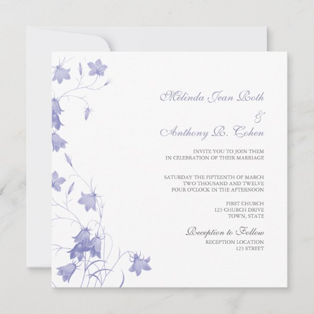 Bluebells - Lavender Square Wedding Invitation (Front)