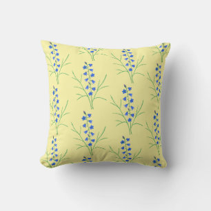 Bluebells Pale Yellow Throw Pillow