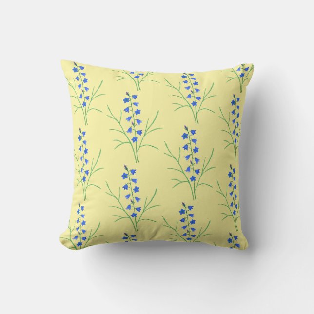 Bluebells Pale Yellow Throw Pillow (Front)