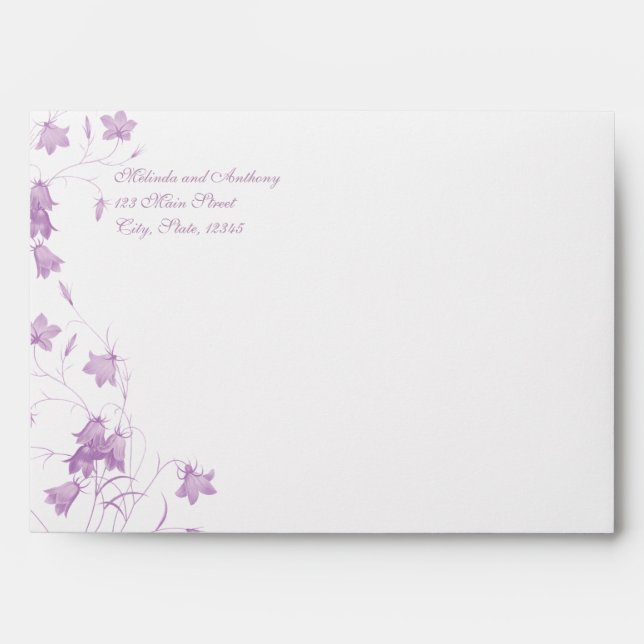 Bluebells - Purple A7 Wedding Envelope (Front)