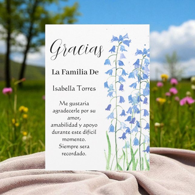 Bluebells Spanish Floral Funeral Death Thank you  Invitation (Creator Uploaded)