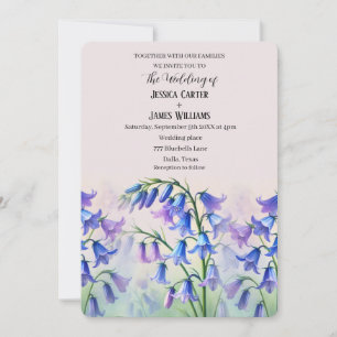 Bluebells Watercolor Floral Country Wedding Invitation