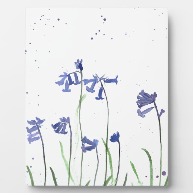 Bluebells watercolour painting plaque (Front)