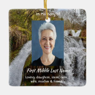 Bluebells Waterfall Landscape  Memorial Keepsake  Ceramic Ornament