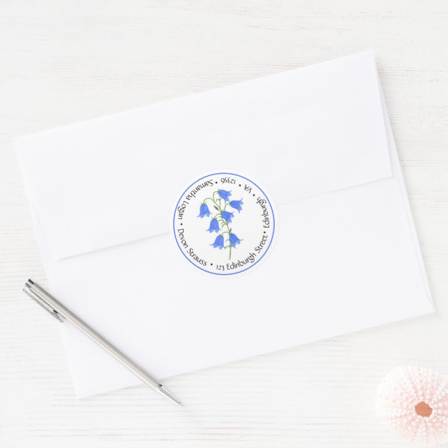 Bluebells Wedding Classic Round Sticker (Envelope)