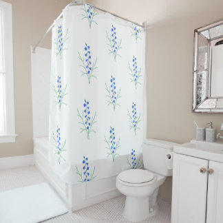 Bluebells White Shower Curtains