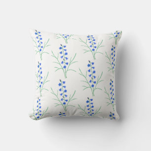 Bluebells White Throw Pillow