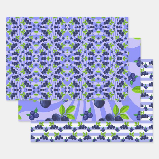 Blueberries All Occasion Wrapping Paper Sheet (Set)
