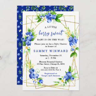 Blueberries and Foliage Baby Shower Invitation