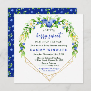 Blueberries and Foliage Baby Shower Invitation