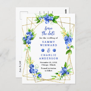 Blueberries and Foliage Wedding Save The Date Postcard