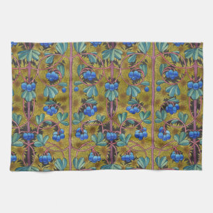 Blueberries and moss tea towel