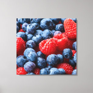 Blueberries and Raspberries Canvas Print