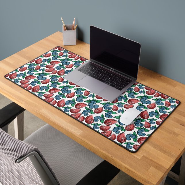 Blueberries and Strawberries Pattern Desk Mat (Office 2)