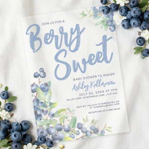 Blueberries Berry Sweet Baby Shower Acrylic Invitations