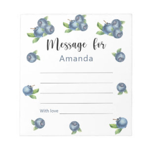 Blueberries birthday time capsule message notepad