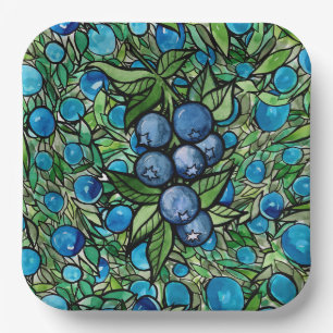 Blueberries Blueberry Farm Blue Paper Plate