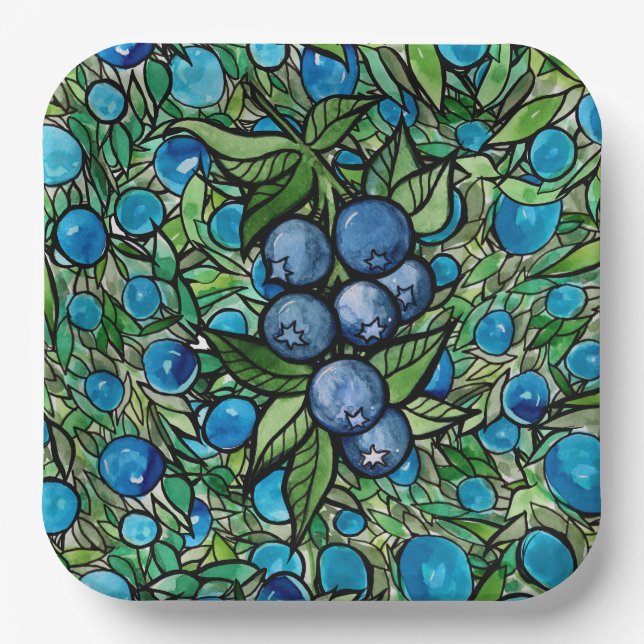 Blueberries Blueberry Farm Blue                    Paper Plate (Front)