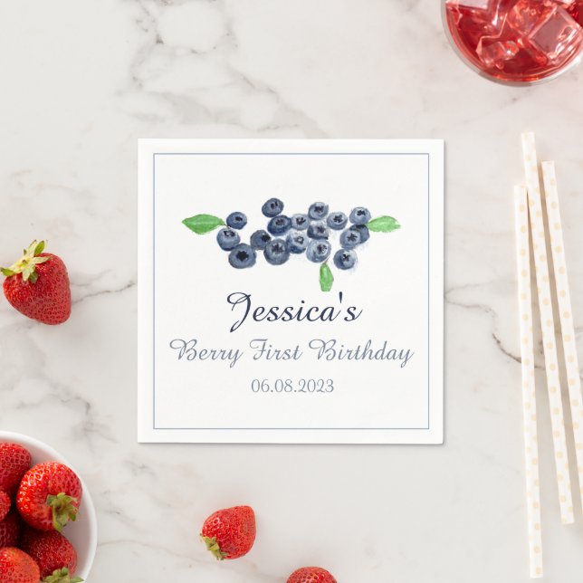 Blueberries Blueberry Fruits Birthday Party Napkin (Insitu)