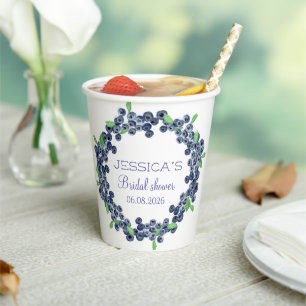 Blueberries Blueberry Fruits Bridal Shower Party Paper Cups