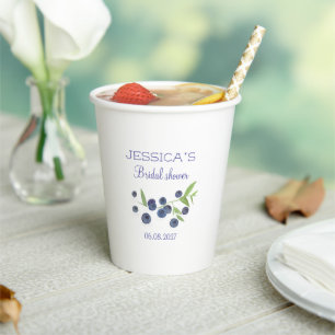 Blueberries Blueberry Fruits Bridal Shower Party Paper Cups