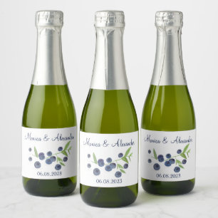 Blueberries Blueberry Fruits Summer Wedding Sparkling Wine Label