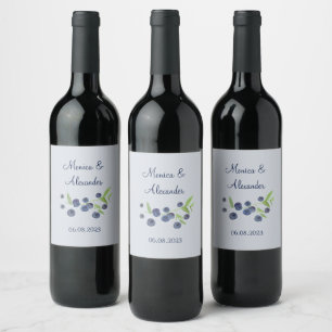 Blueberries Blueberry Fruits Summer Wedding Wine Label