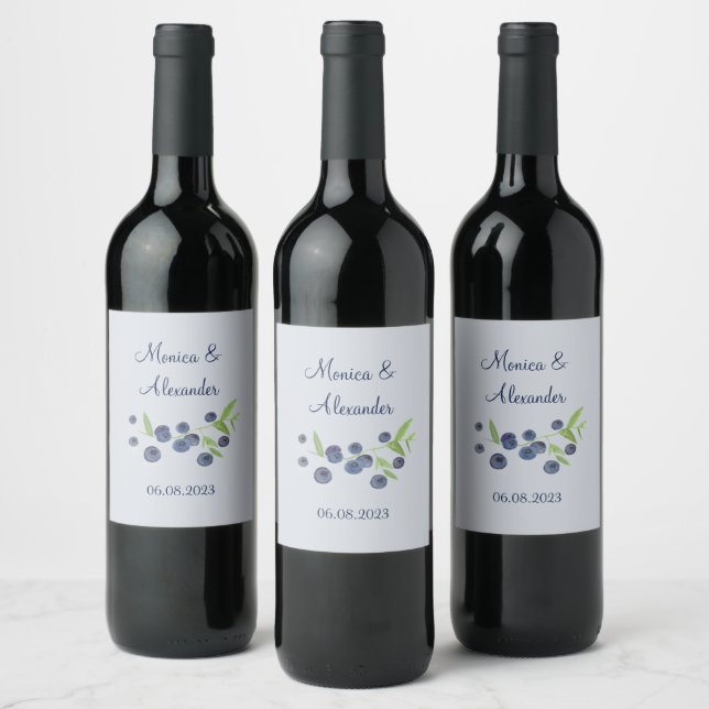 Blueberries Blueberry Fruits Summer Wedding  Wine Label (Bottles)
