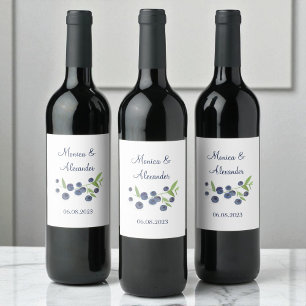 Blueberries Blueberry Fruits Summer Wedding  Wine Label