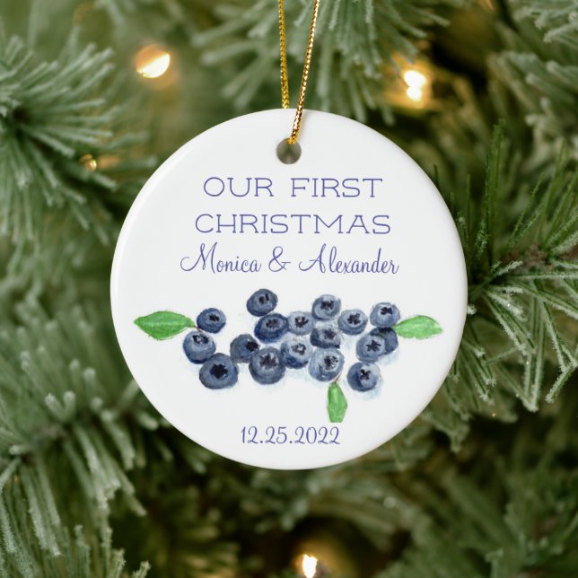 Blueberries Blueberry Fruits Wedding Christmas Ceramic Tree Decoration (Tree)