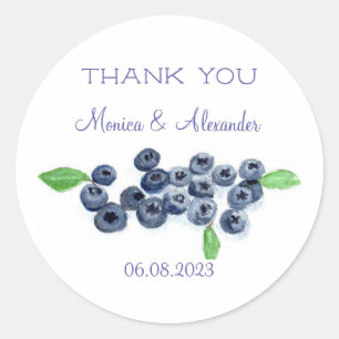 Blueberries Blueberry Fruits Wedding Thank you Classic Round Sticker