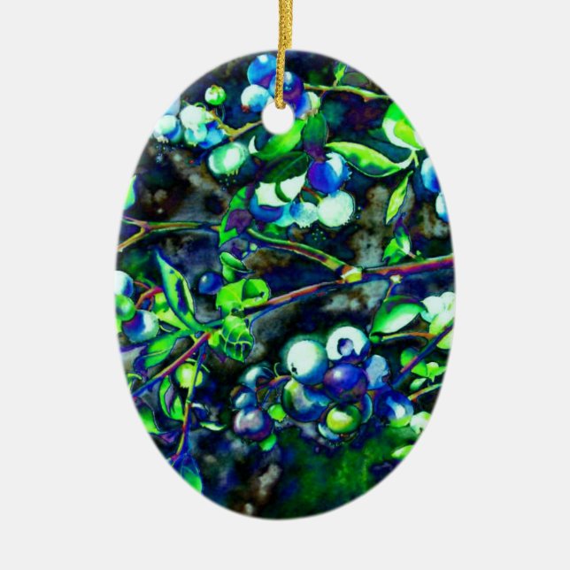 Blueberries Ceramic Tree Decoration (Front)