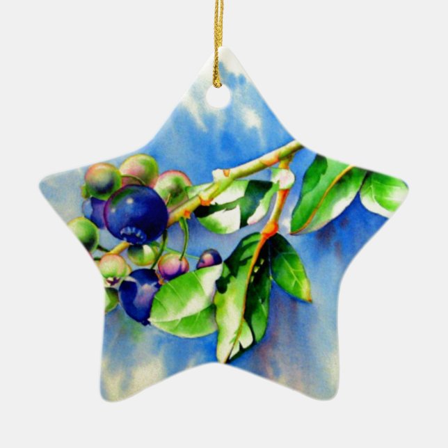 Blueberries Ceramic Tree Decoration (Front)