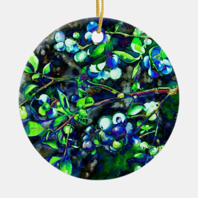 Blueberries Ceramic Tree Decoration (Front)