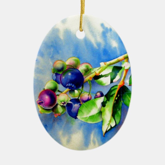 Blueberries Ceramic Tree Decoration (Front)