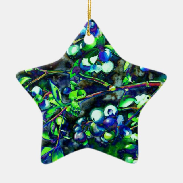 Blueberries Ceramic Tree Decoration (Front)