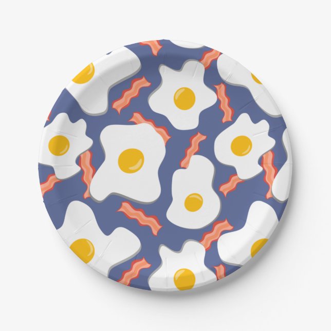 Blueberries, Eggs & Side Of Bacon Paper Plate (Front)