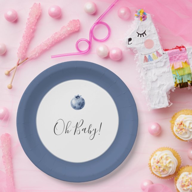 Blueberries Fruit Baby Shower  Paper Plate (Party)