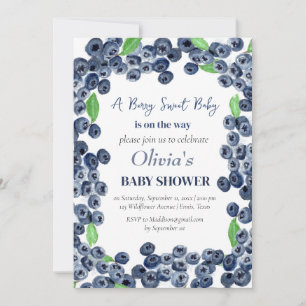 Blueberries Fruit Berry Sweet Baby Shower Invitation