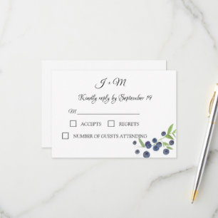 Blueberries Fruit Blueberry Modern Wedding RSVP Card