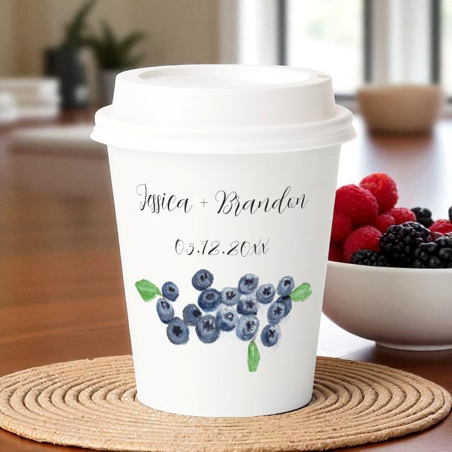 Blueberries Fruit Blueberry Watercolor Wedding Paper Cups (Creator Uploaded)