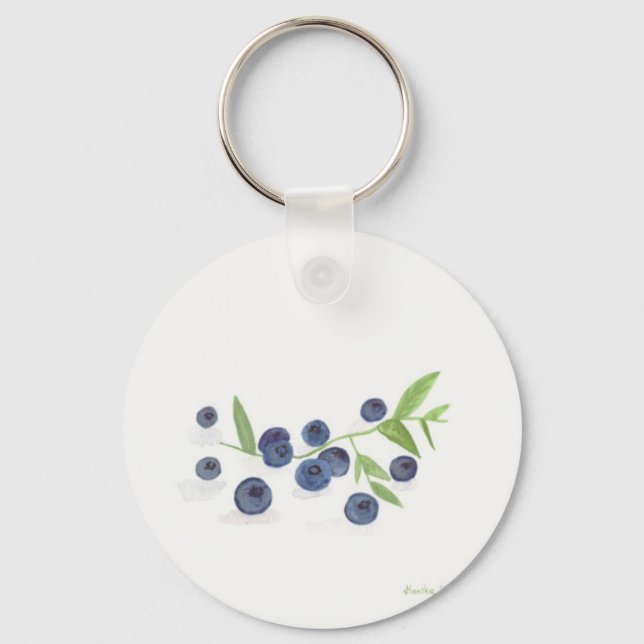 Blueberries fruit kitchen watercolor food rustic  key ring (Front)