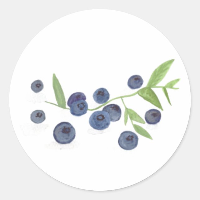Blueberries fruit kitchen watercolor rustic chic classic round sticker (Front)