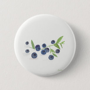Blueberries fruit kitchen watercolor rustic food 6 cm round badge