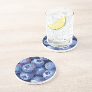 Blueberries Fruit Watercolor Painted Coaster